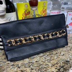 Black gold chain envelope clutch wallet